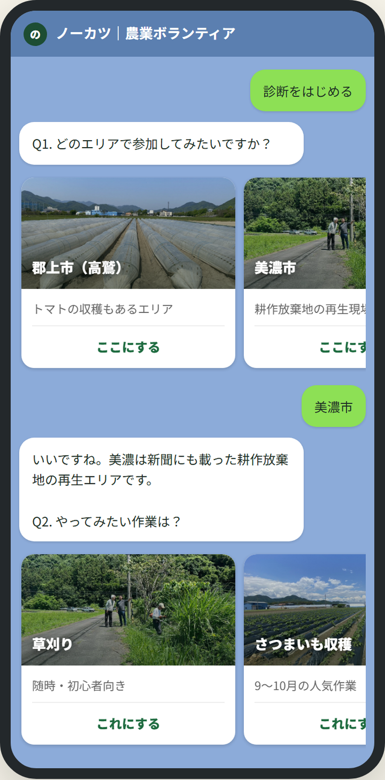 ノーカツのLINEトーク画面